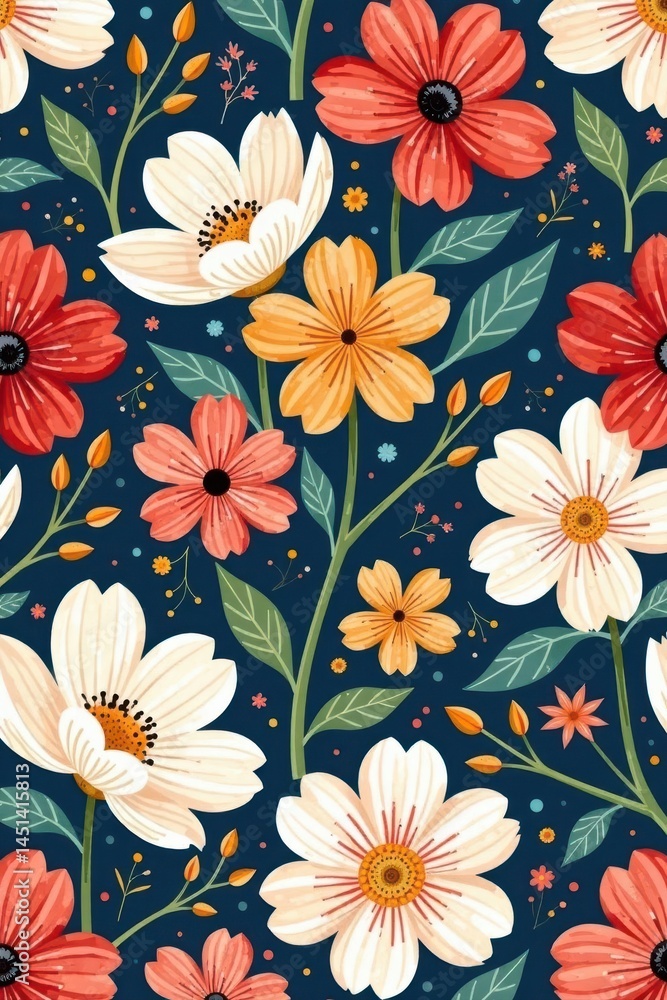 Abstract floral seamless pattern Scandinavian style, hand-drawn, modern design , vintage, surface Abstract floral seamless pattern Scandinavian style, hand-drawn, modern design , vintage, surface