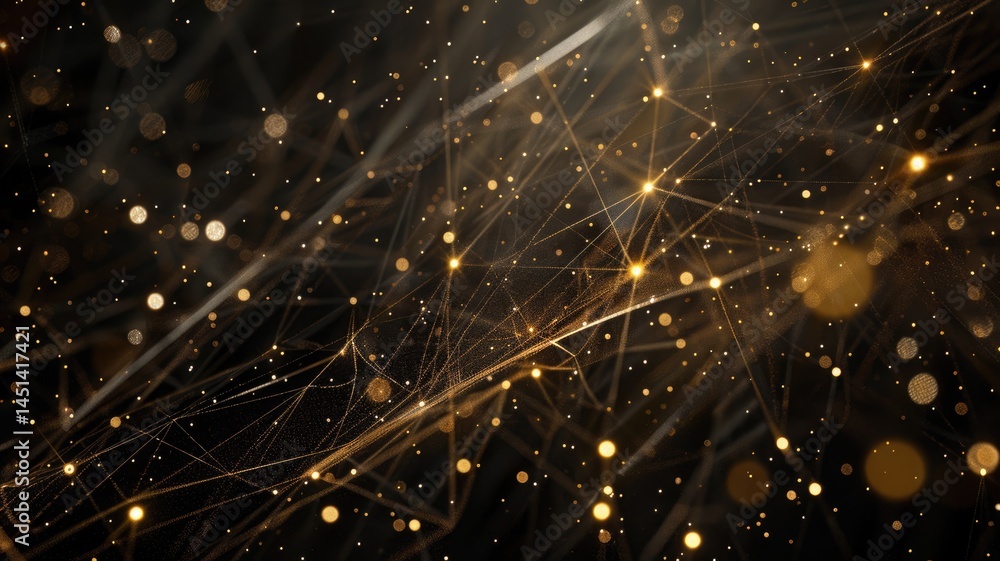 Fototapeta premium This abstract image features bright lines and points against a black background, creating a dynamic and modern visual effect suitable for various design projects.