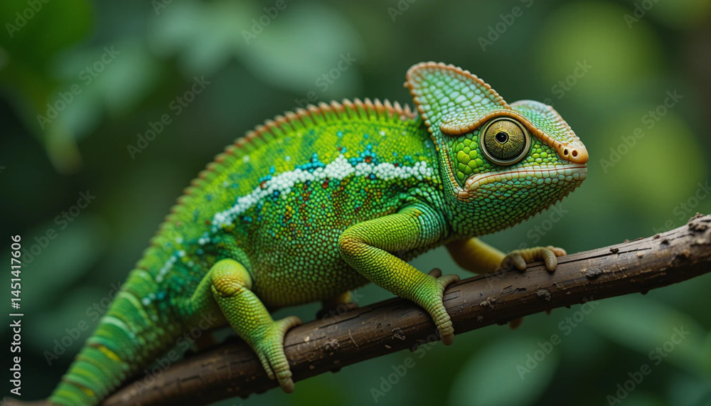 Obraz premium Vibrant Chameleon on a Branch