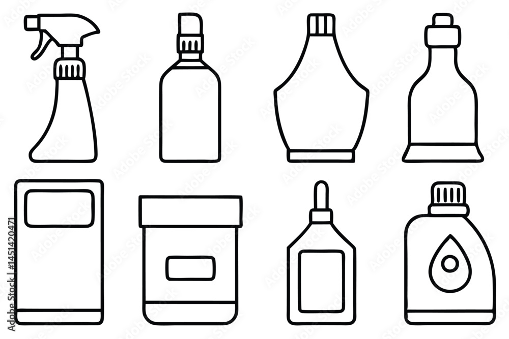 Fototapeta premium Cleaning Agents Safe Surface Line Art