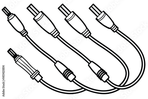 Coaxial Cables Structure Line Art