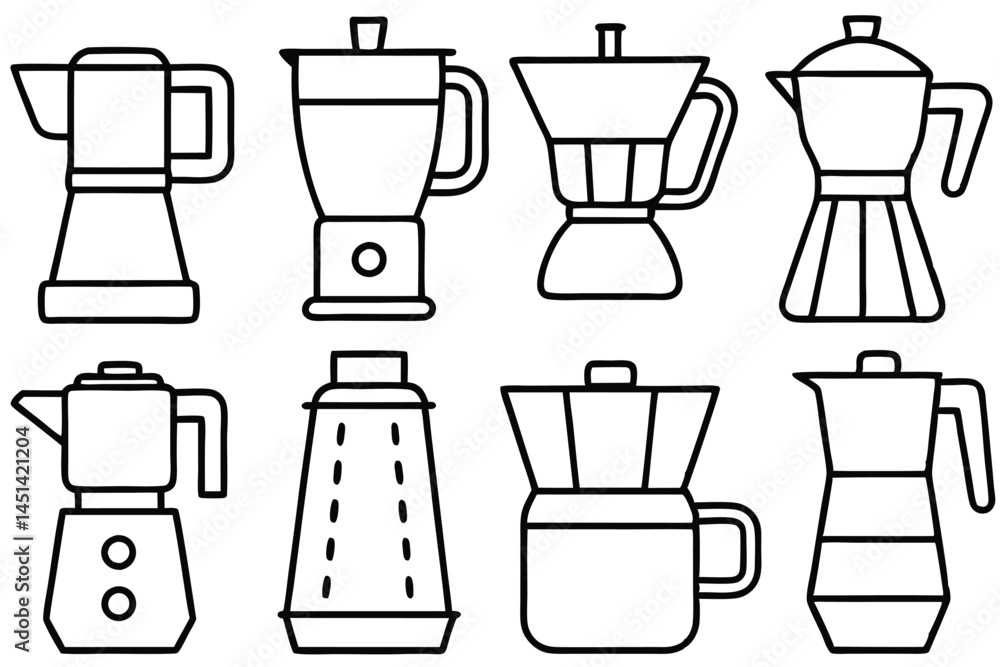 Coffee Makers Brewing Style Line Art Coffee Makers Brewing Style Line Art