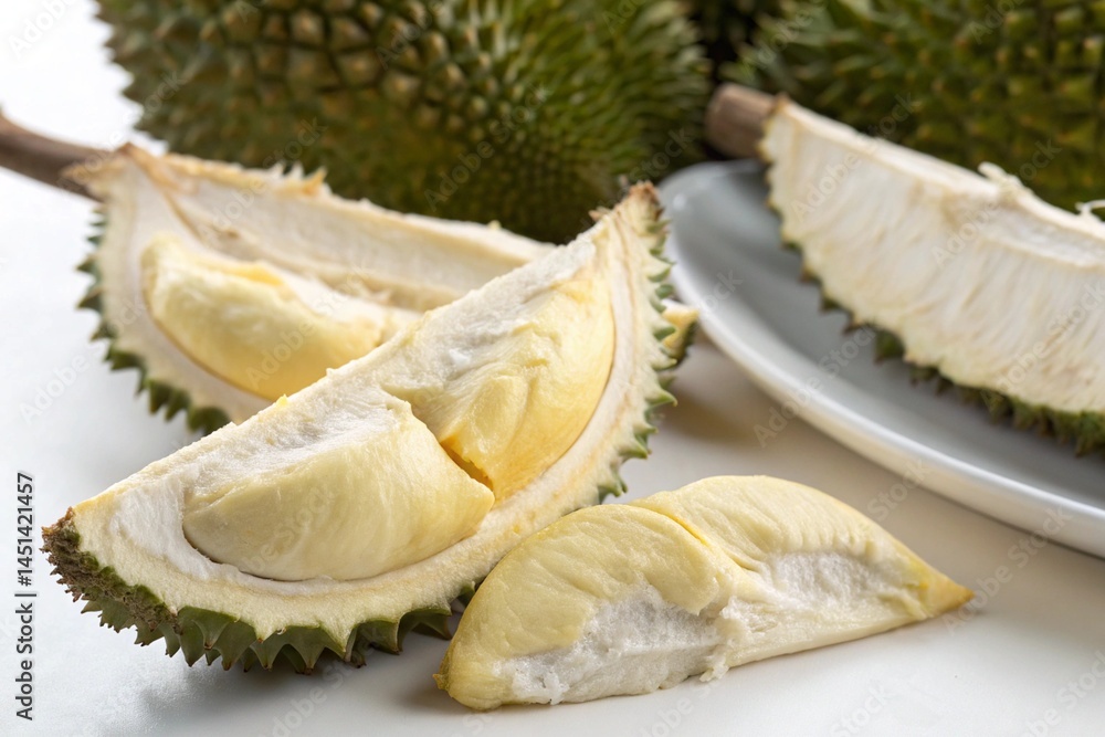 Fototapeta premium durian on plate background