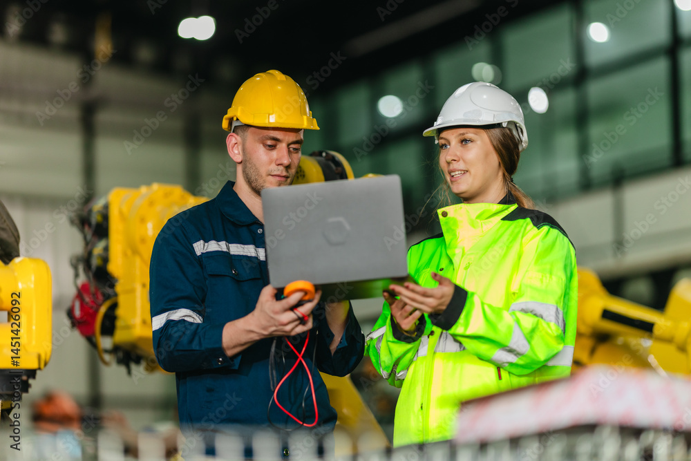 Fototapeta premium Robotic Technician Performing Safety Maintenance.