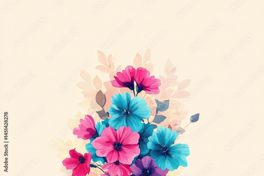Fototapeta premium Colorful floral arrangement against a soft background.