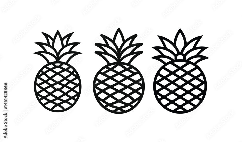 Fototapeta premium pineapple vector illustration set