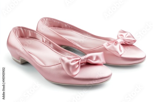 Ballet flats in blush pink satin, isolated