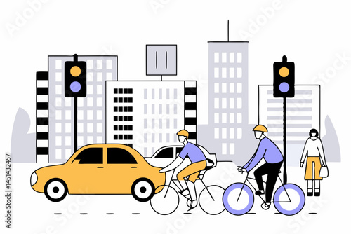 Eco-Friendly Urban Cycling Commute through City Streets