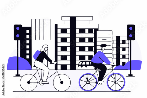 Eco-Friendly Urban Cycling Commute through City Streets