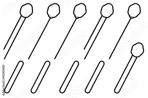 Cotton swabs care Line art