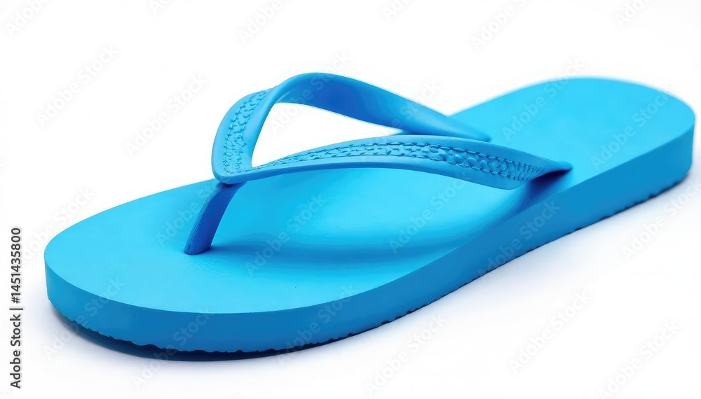 Close-up of a blue flip-flop isolated on pure white , summer, light Close-up of a blue flip-flop isolated on pure white , summer, light