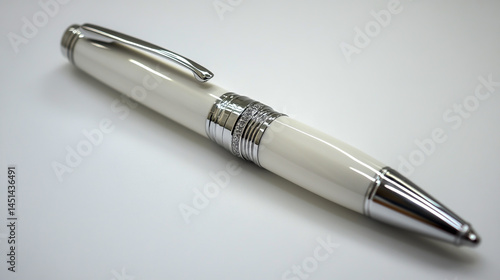 Wallpaper Mural A sleek white pen with silver accents, centered on an isolated background, perfect for showcasing the design and functionality of its body. Torontodigital.ca