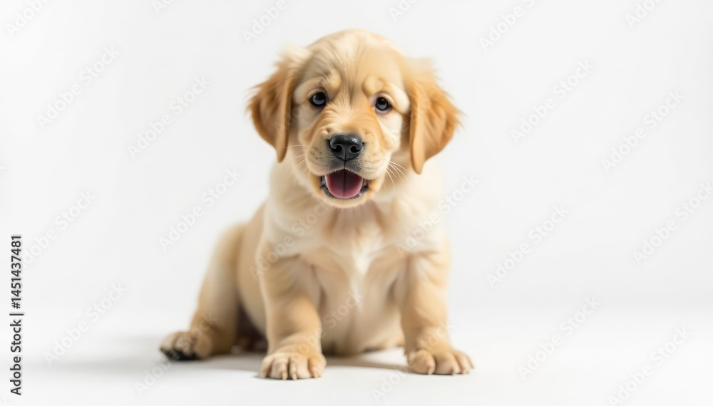 Golden Retriever puppy against a white backdrop, playful puppy, animal Golden Retriever puppy against a white backdrop, playful puppy, animal
