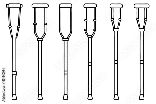 Crutches Mobility Assistance Line art