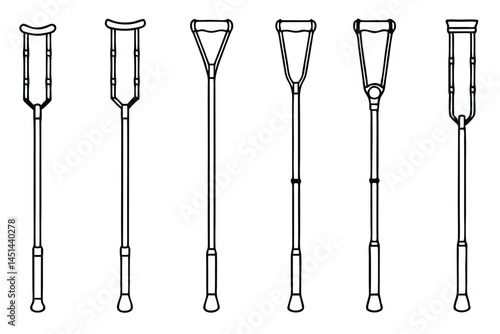 Crutches Healing Aid Line art