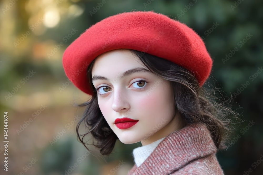 Beret in red wool, classic French style Beret in red wool, classic French style