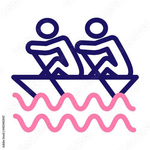 rowing Vector Line Two Colors Icon Design