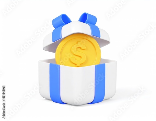 Gift Box Surprise: A Gleaming Gold Dollar Coin