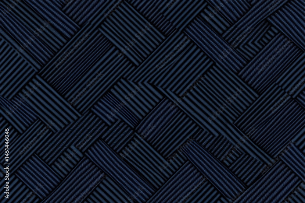 Dark navy blue, geometric, woven pattern with diagonal lines and squares. Intricate, repeating design Dark navy blue, geometric, woven pattern with diagonal lines and squares. Intricate, repeating design