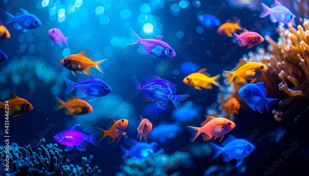 Naklejka premium 美しい海の中を泳ぐカラフルな魚