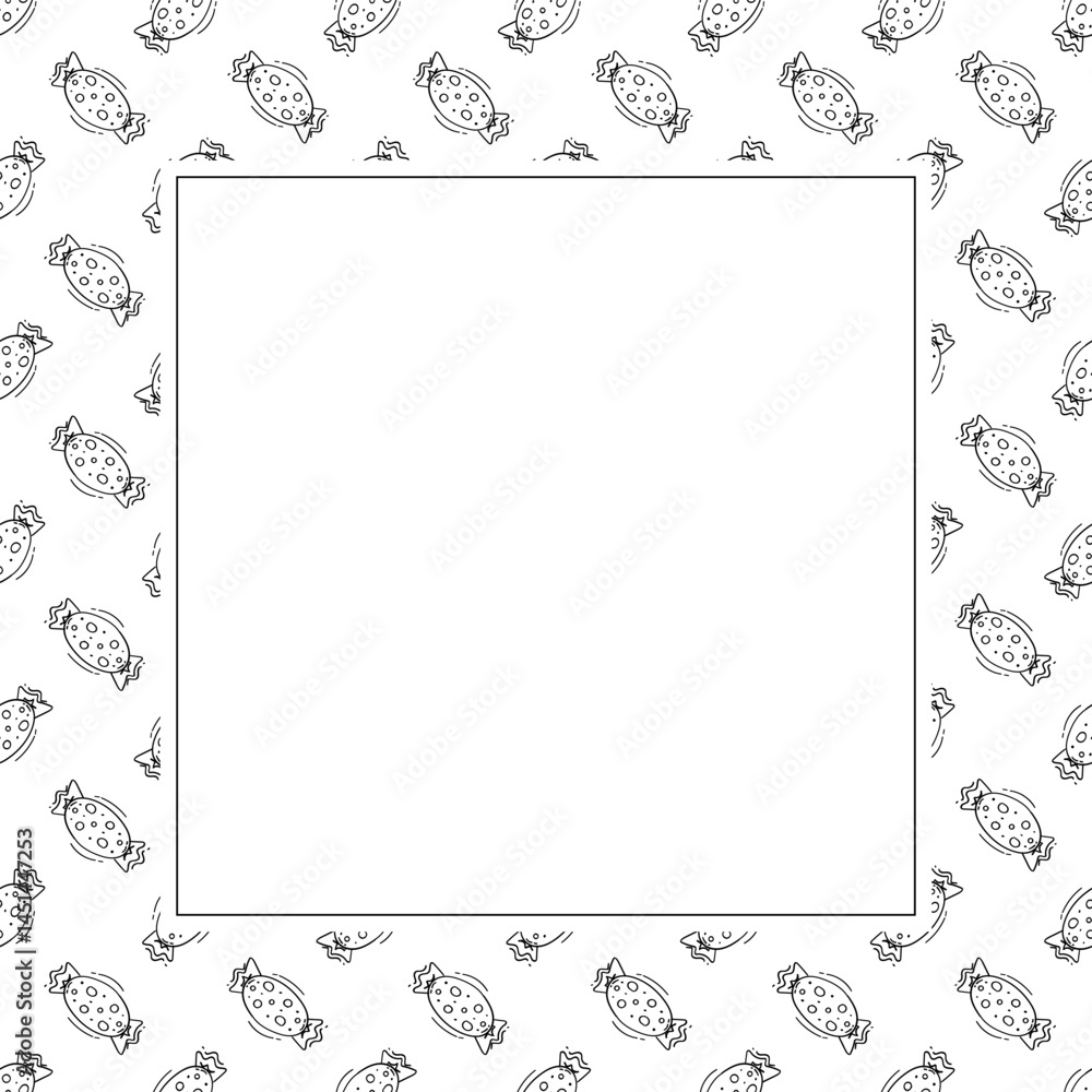 Food frame. doodle fast food square frame. hand drawn food and beverage frame background. food background Food frame. doodle fast food square frame. hand drawn food and beverage frame background. food background
