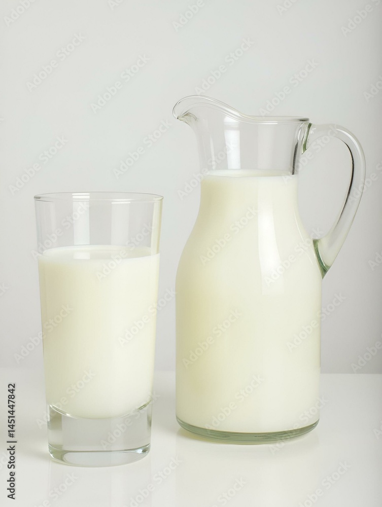 Fresh Milk in Pitcher and Glass Fresh Milk in Pitcher and Glass