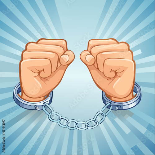 Two Fists in Handcuffs – Symbol of Resistance, Captivity, or Fight for Freedom

