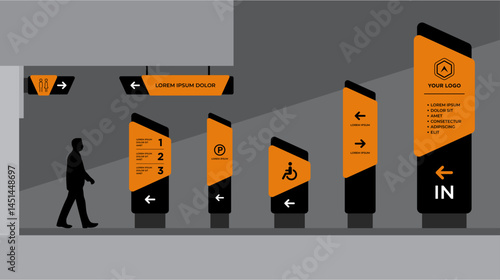 Exterior and interior signage template set corporate identity