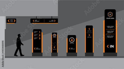 Exterior and interior signage template set corporate identity