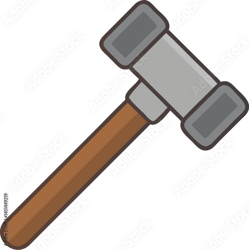 Metal Hammer With Wooden Handle Simple Illustration Isolated On Black