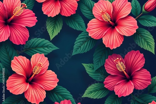 Wallpaper Mural Bold, vibrant hibiscus blooms, tropical seamless design, bloom, vibrant Torontodigital.ca
