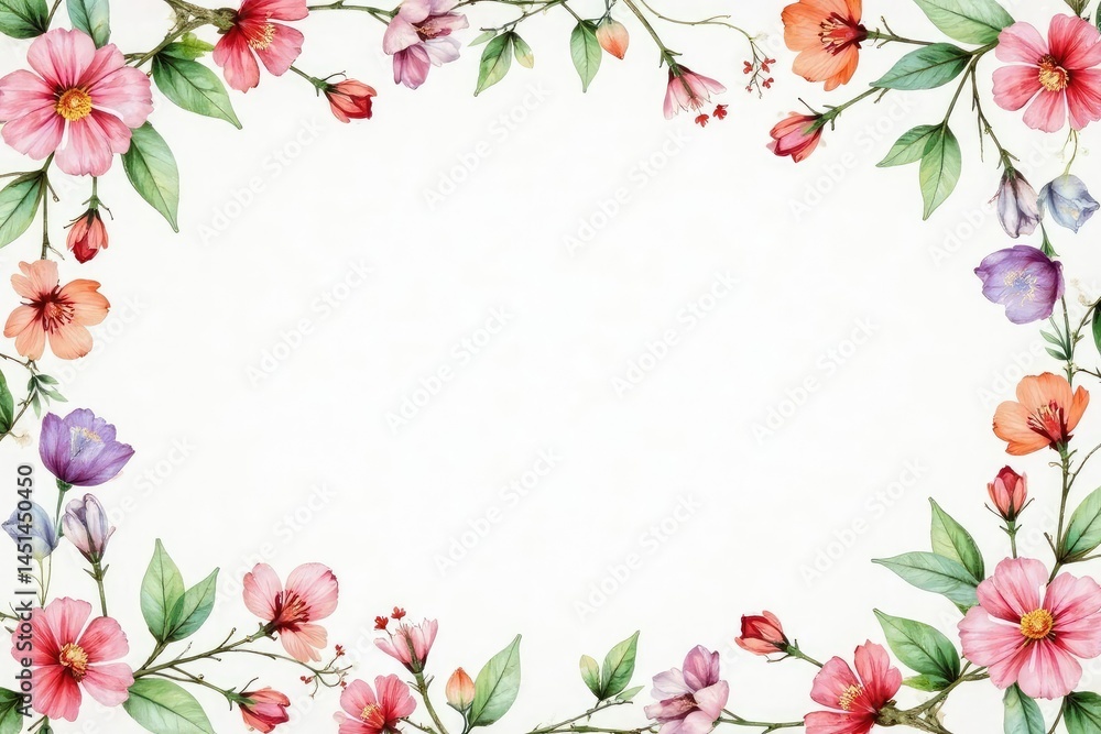Delicate watercolor style flowers, repeating vine design , art, airy, background Delicate watercolor style flowers, repeating vine design , art, airy, background