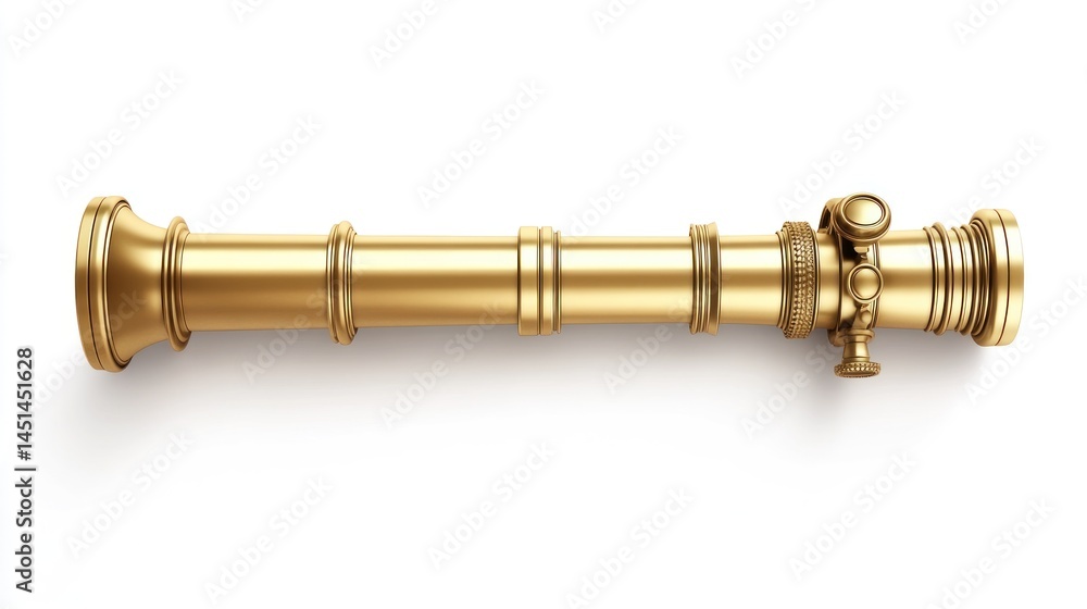 Fototapeta premium Gold-colored antique telescope