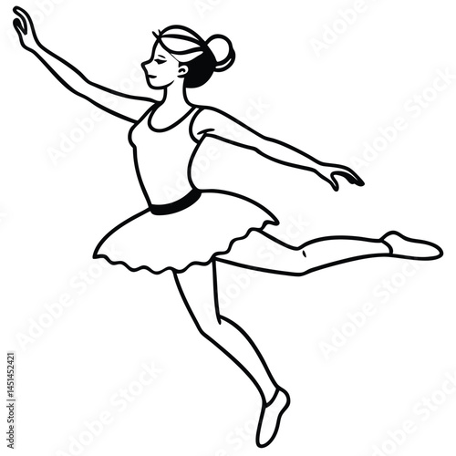 Dancing Ballerina In White Dress Artistic Sketch Image Depiction
