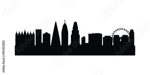 Black and white city skyline silhouette with modern urban buildings