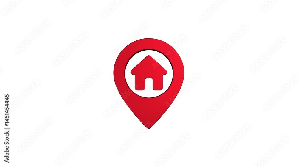 home location 3d pin animation of red spinning in Green, blue, black and white background. rotating on 4k graphic pins gps pointer map