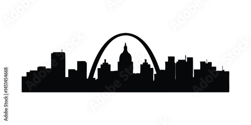 Black and white city skyline silhouette with modern urban buildings