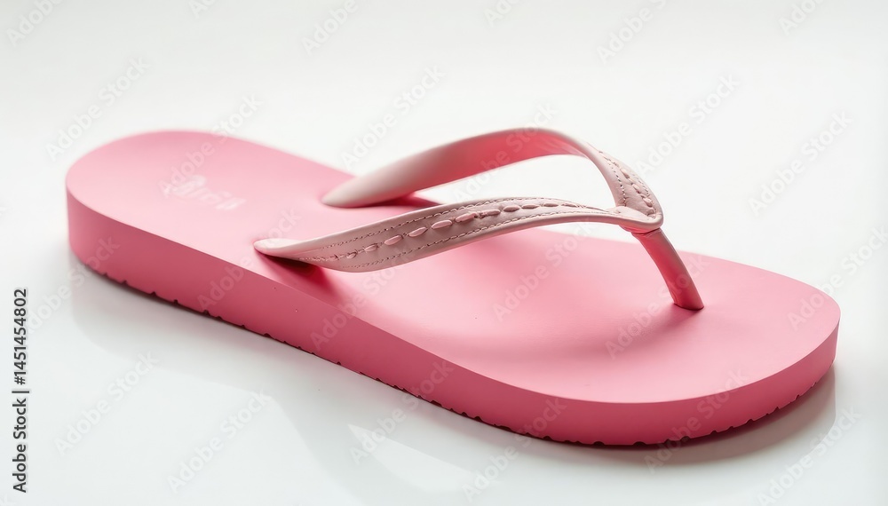 Close-up of a stylish flip-flop against a bright white backdrop , style, vacation Close-up of a stylish flip-flop against a bright white backdrop , style, vacation