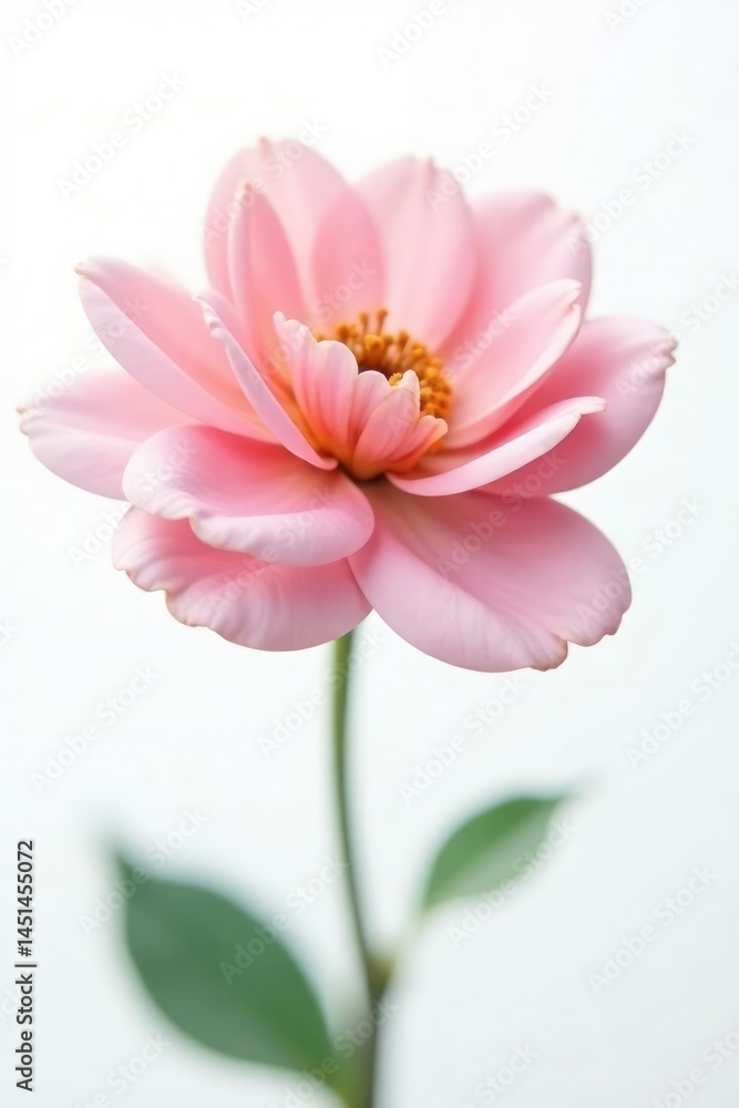 Delicate flower blooms with petals in soft hues against a clean white background, petals, isolated, bloom Delicate flower blooms with petals in soft hues against a clean white background, petals, isolated, bloom