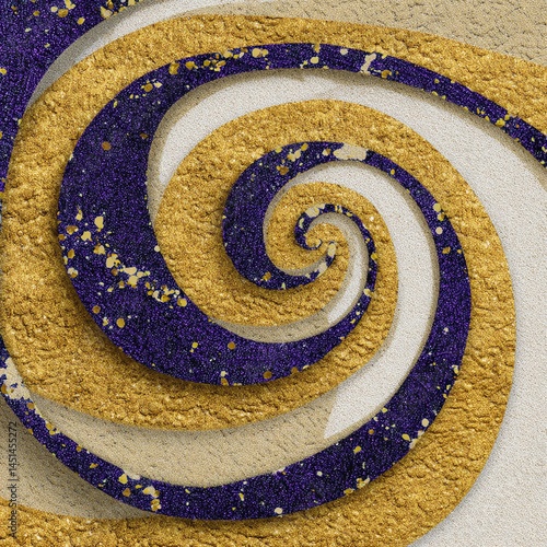 Obraz na płótnie Colorful spiral design with gold and purple textures on a subtle background. w salonie