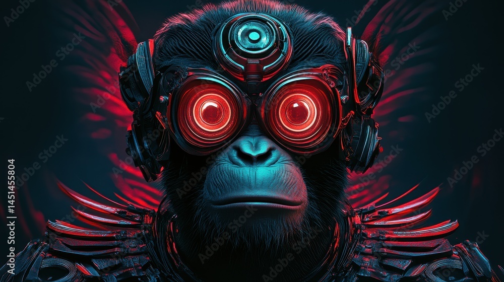 Obraz premium Futuristic monkey digital art