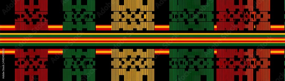 Colorful geometric pattern with vibrant colors on a black background.