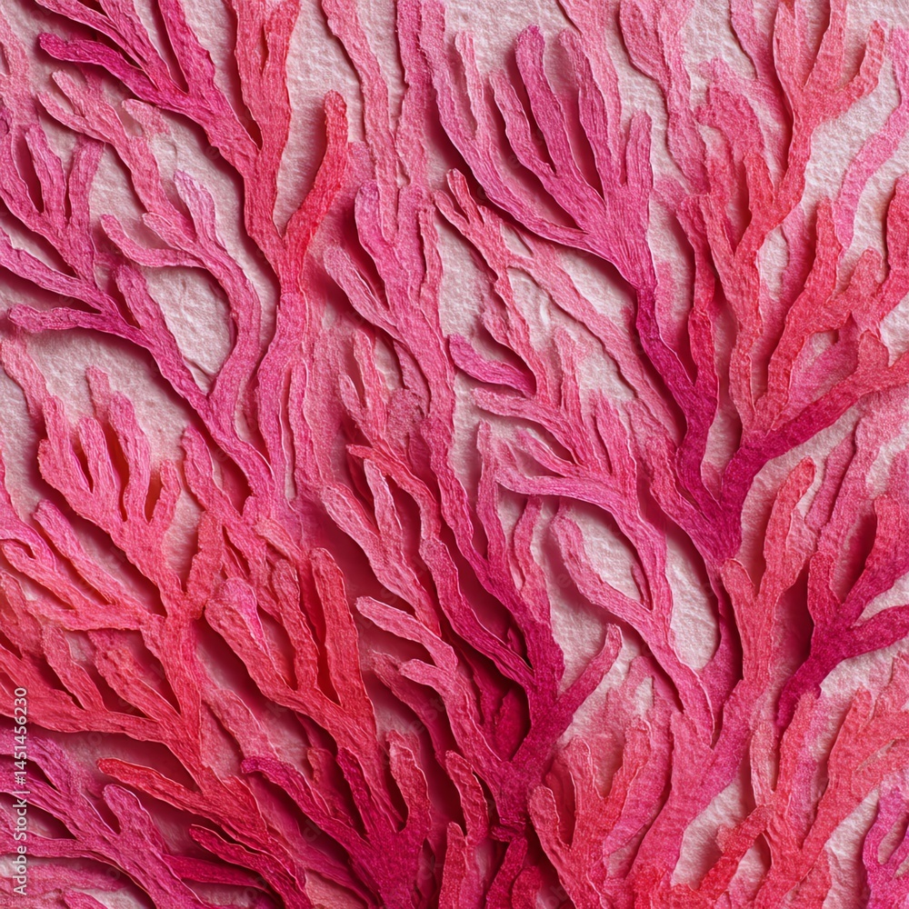 Colorful coral formation, vibrant pinks, artistic texture, isolated background.