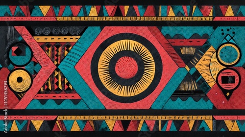 Obraz na płótnie Colorful geometric pattern with bold shapes and vibrant colors. w salonie