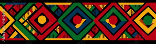 Obraz na płótnie Colorful geometric pattern on a black background, vibrant and eye-catching. w salonie