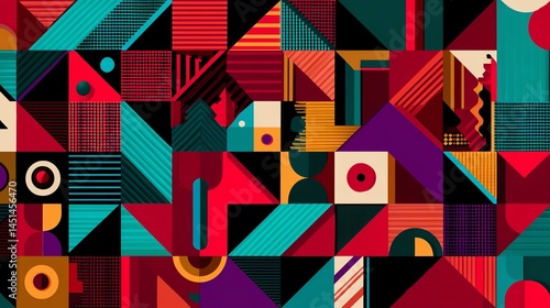 Obraz na płótnie Colorful geometric patterns with vibrant shapes and designs, perfect for digital projects. w salonie