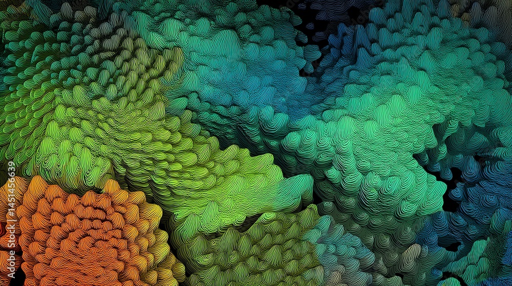 Colorful coral reef patterns, vibrant colors, underwater scene, natural beauty.