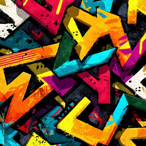Obraz na płótnie Colorful graffiti style letters on a textured background. w salonie