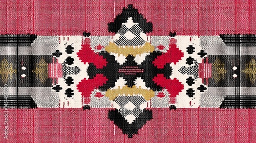 Obraz na płótnie Colorful textile pattern with intricate designs on a bold background. w salonie