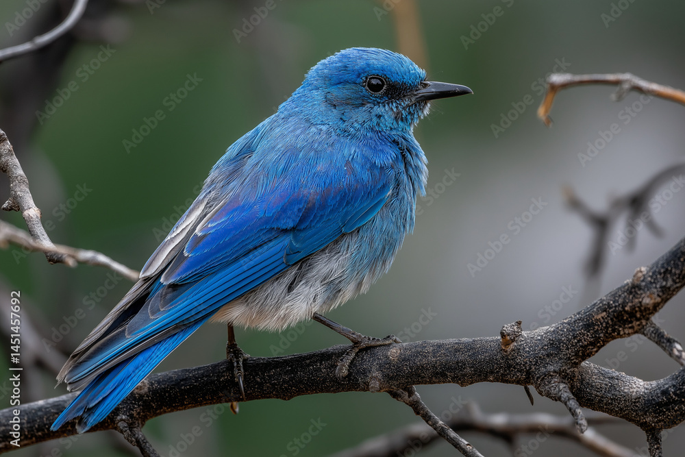 Blue Bird Perched on a Branch in Natural Setting Blue Bird Perched on a Branch in Natural Setting